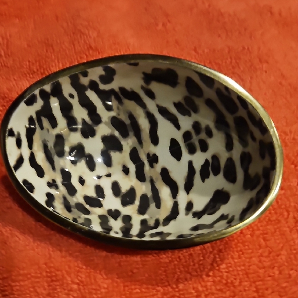 Karma Black and White Animal Print Bowl with Gold Accent